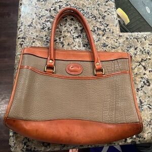 Elegant Brown and Tan Leather Handbag